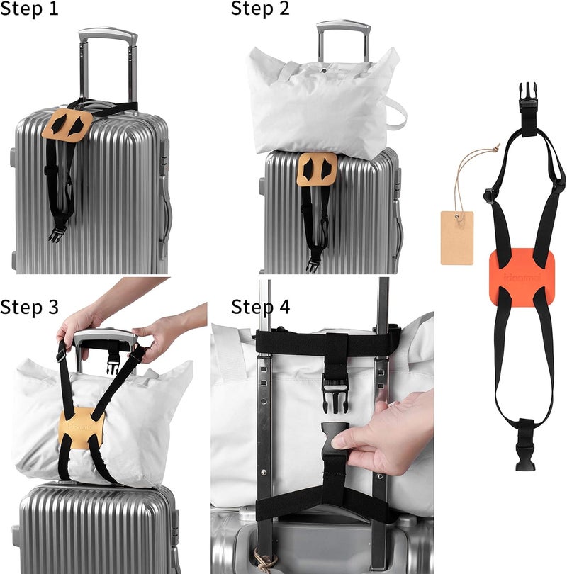 RUMILLA Luggage Straps ， Luggage add a Bag Strap，Travel Must Haves High Elastic Suitcase Adjustable Belt Bag Bungees with Buckles (Orange) - Image 5